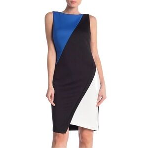 NWT Tommy Hilfiger Colorblock Asymmetrical Scuba Sheath Dress